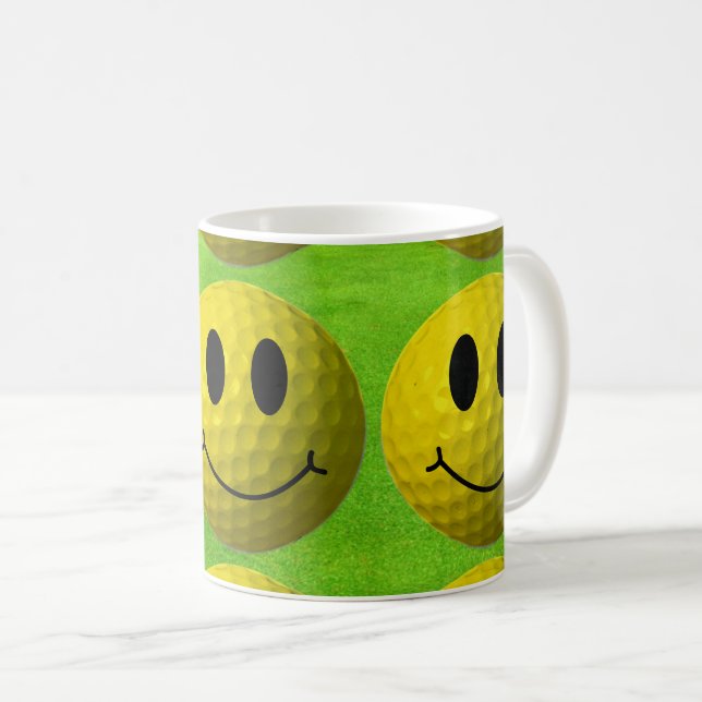 Grinsen Face Golf Ball Kaffeetasse (VorderseiteRechts)
