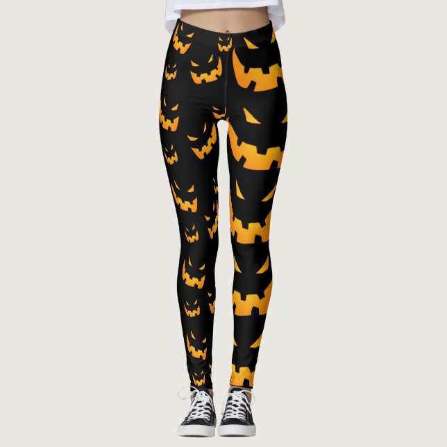 Grinsen Halloween Pumpkins Leggings (Vorderseite)