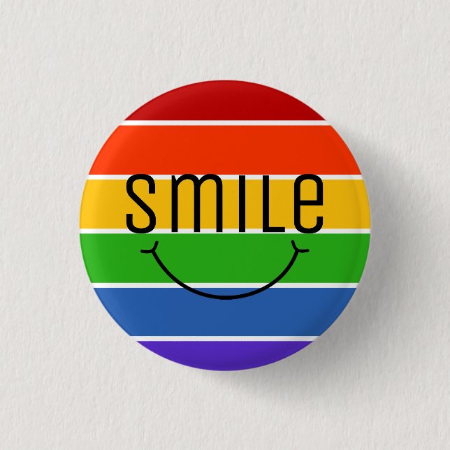 Grinsen Lächeln Regenbogen Button (Vorderseite)
