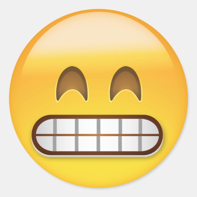 Grinsen mit lächelnden Augen Emoji Runder Aufkleber (Vorderseite)