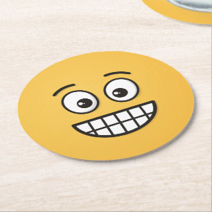 Grinsen mit offenen Augen Runder Pappuntersetzer