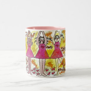 Grinsen-und Tanz-Tasse Zweifarbige Tasse