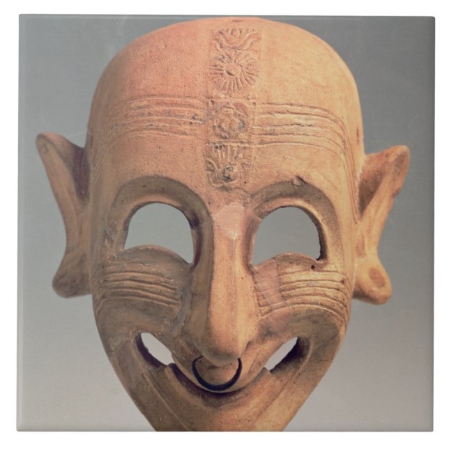Grinsende Maske der Terrakotta von San Sperate, Fliese (Vorderseite)