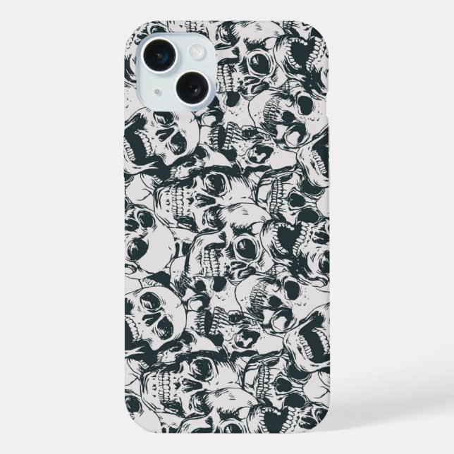 Grinsende Schädel iPhone 15 Plus Hülle (Rückseite)