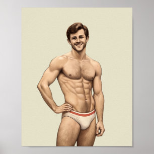 Grinsende Vitalität: Ein moderner männlicher Pin-U Poster