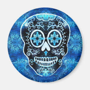 Grinsender blauer Calavera Magnet