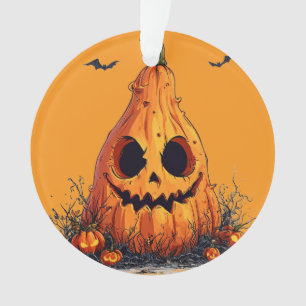 Grinsender Kürbis mit einem gruseligen Ausdruck Ornament
