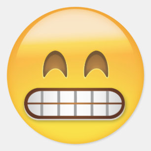 Grinsendes Gesicht mit lächelnden Augen Emoji Runder Aufkleber