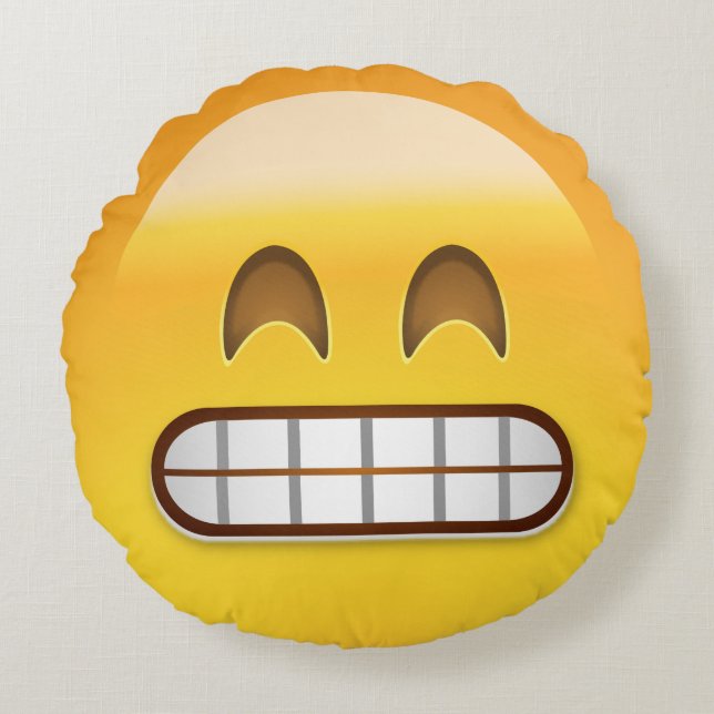 Grinsendes Gesicht mit lächelnden Augen Emoji Rundes Kissen (Vorderseite)