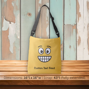 Grinsendes Gesicht mit offenen Augen Crossbody-Tas Tragetaschen Mit Langen Trägern