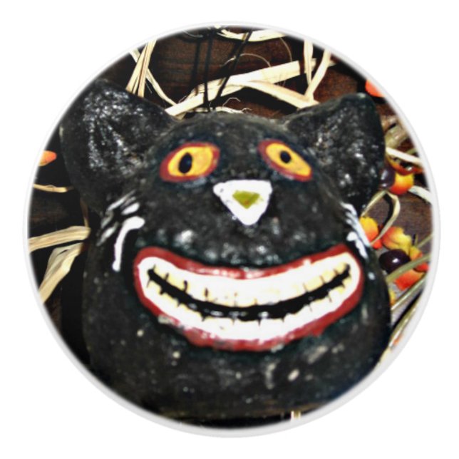 Grinsenkatze Keramikknauf (Vorderseite)