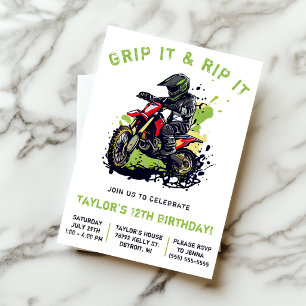 Grip It & Rip It! Motocross, Dirt Bike Geburtstag Einladung