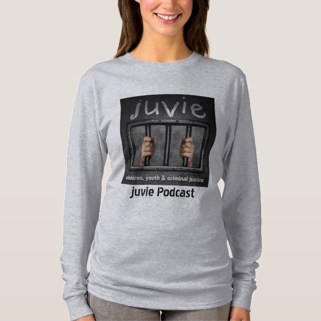 gris à manches longues de T-shirt de logo de juvie (Devant)