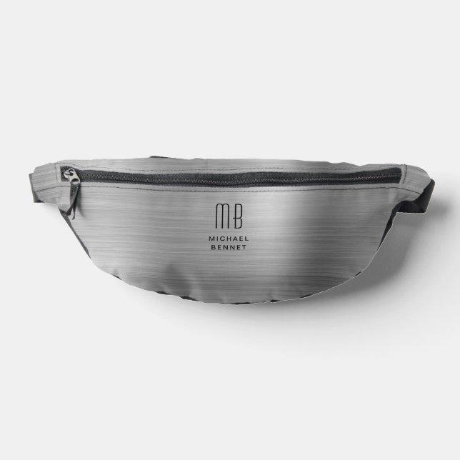 Gris argent Monogramme Moderne (Poser)