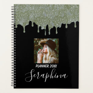 Gris argenté et noir avec paillettes personnalisée