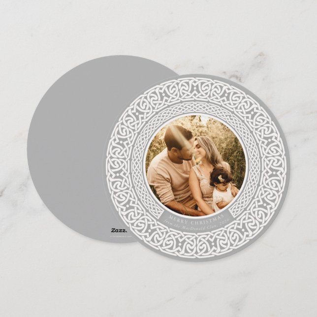 Gris arrondi + Hors blanc Carte photo de vacances  (Devant / Derrière)