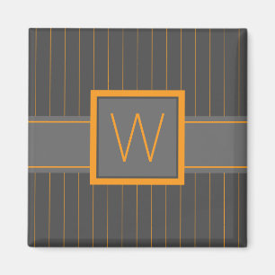 Gris avec aimant à rayures orange