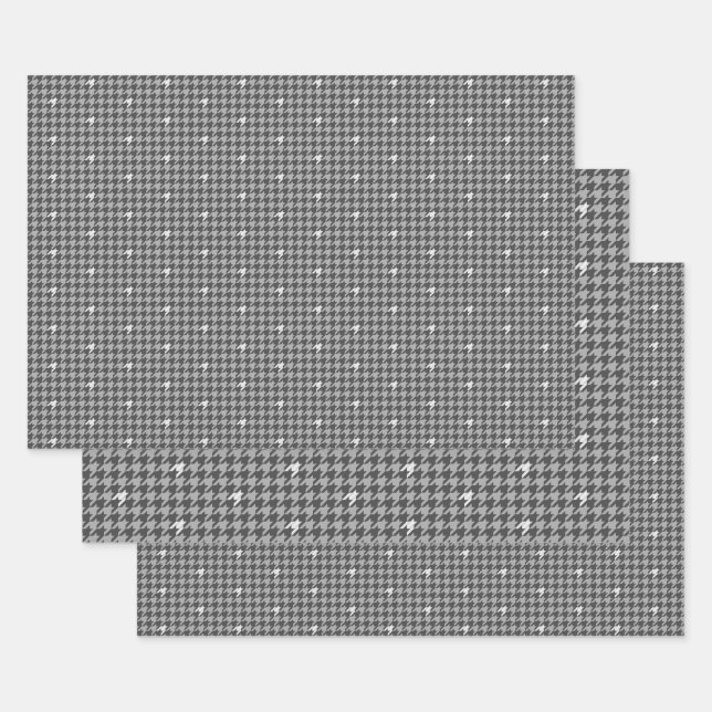 Gris avec ensemble de papier d'enveloppement en bo (Lot)