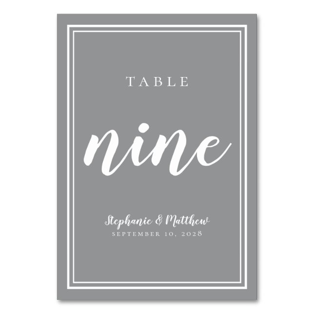Gris Blanc Mariage moderne Numéro de table Neuf (Par défaut)