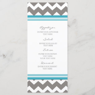 Gris bleu Chevron de menu de mariage