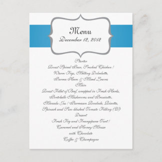 gris&bleu paisley motif sur le menu mariage marine