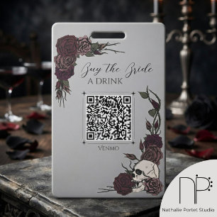 Gris & Bordeaux Crâne Badge de Paiement de Boisson