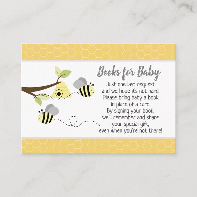 Gris Bumble Abeille Baby shower Cartes de demande  (Devant)