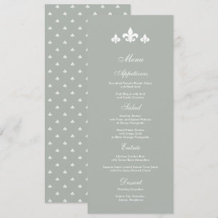 Gris Cartes de menu Mariage blanc Fleur-de-lis