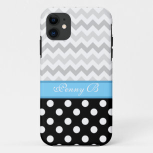 Gris Chevron Black Polka Dot Blue iPhone 5 Coque