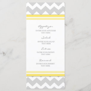 Gris Chevron de jaune de menu de mariage