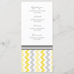 Gris Chevron de jaune de menu de mariage
