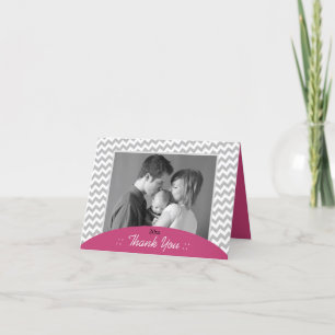 Gris Chevron et Fuchsia - Les cartes de remercieme