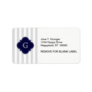 Gris clair Gris blanc rayures, Étiquette bleu mari