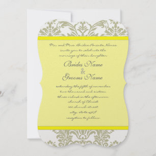 Gris Damas Fils Bight Jaune Faire-part de mariage