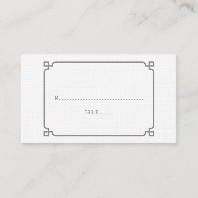 Gris Déco Chic Mariage Cartes de Place (Devant)
