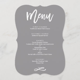 Gris en lettres de menu de mariage de main chic