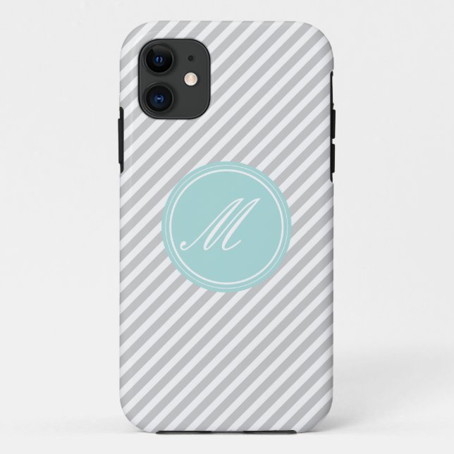 Gris et blanc bande Monogramme iPhone 5 Coque (Dos)