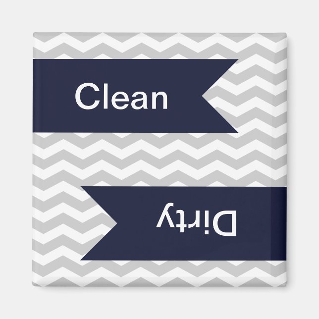 Gris et blanc Chevron Motif Lave-vaisselle Magnets (Devant)