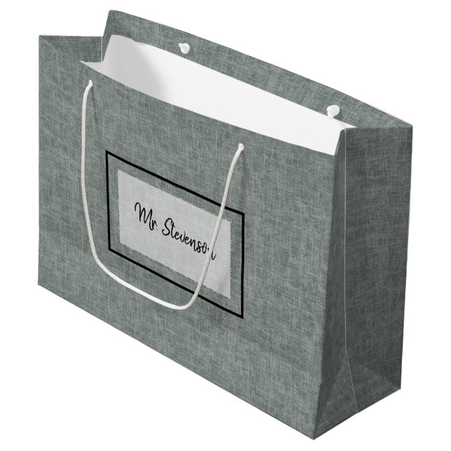 Gris et blanc. grand sac cadeau (Devant Angle)