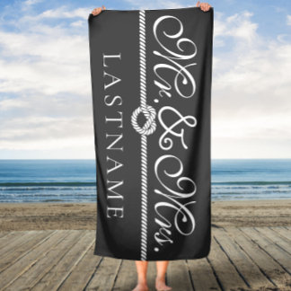 Gris et blanc M et Mme Rope Serviette de bain pers