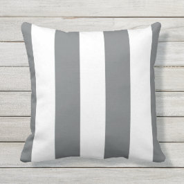 Gris et blanc Rayures d'Awning Extérieur Oreiller