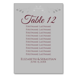 Gris et Bourgogne Carte simple Mariage