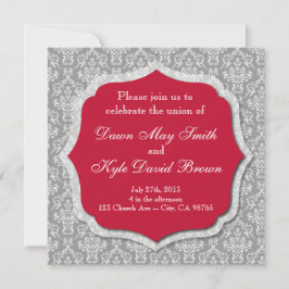 Gris et faire-part de mariage rouge