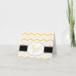 Gris et Jaune Chevron Trendy Merci Cartes