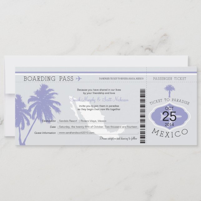Gris et mariage de carte d'embarquement du Mexique (Devant)