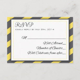 Gris et rayures jaunes Élégant RSVP
