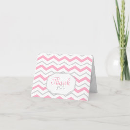Gris et rose Chevron moderne Merci Cartes