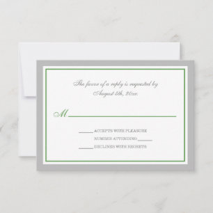 Gris et vert Réception de mariage Cartes RSVP