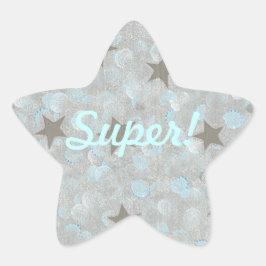 Gris Étoiles Bleu bulles d'argent Super Stickers