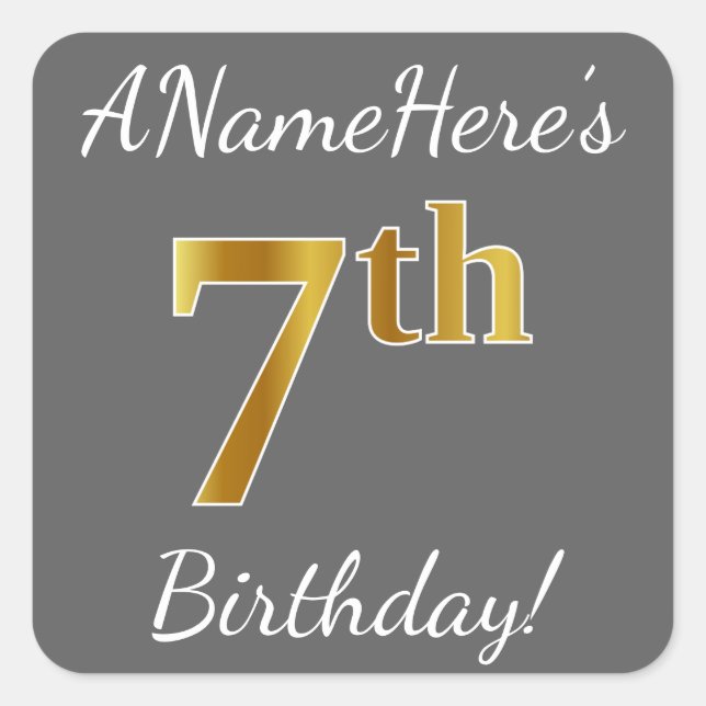 Gris, Faux Gold 7e anniversaire + Autocollant de n (Devant)